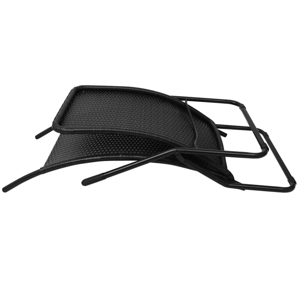 vidaXL Folding Sun Lounger Poly Rattan Black