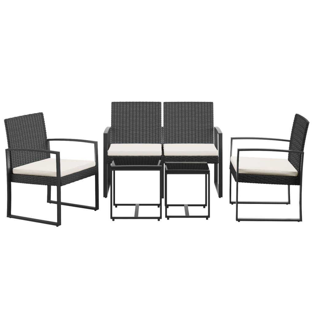 vidaXL 5 piece Garden Dining Set with Cushions Black PP Rattan