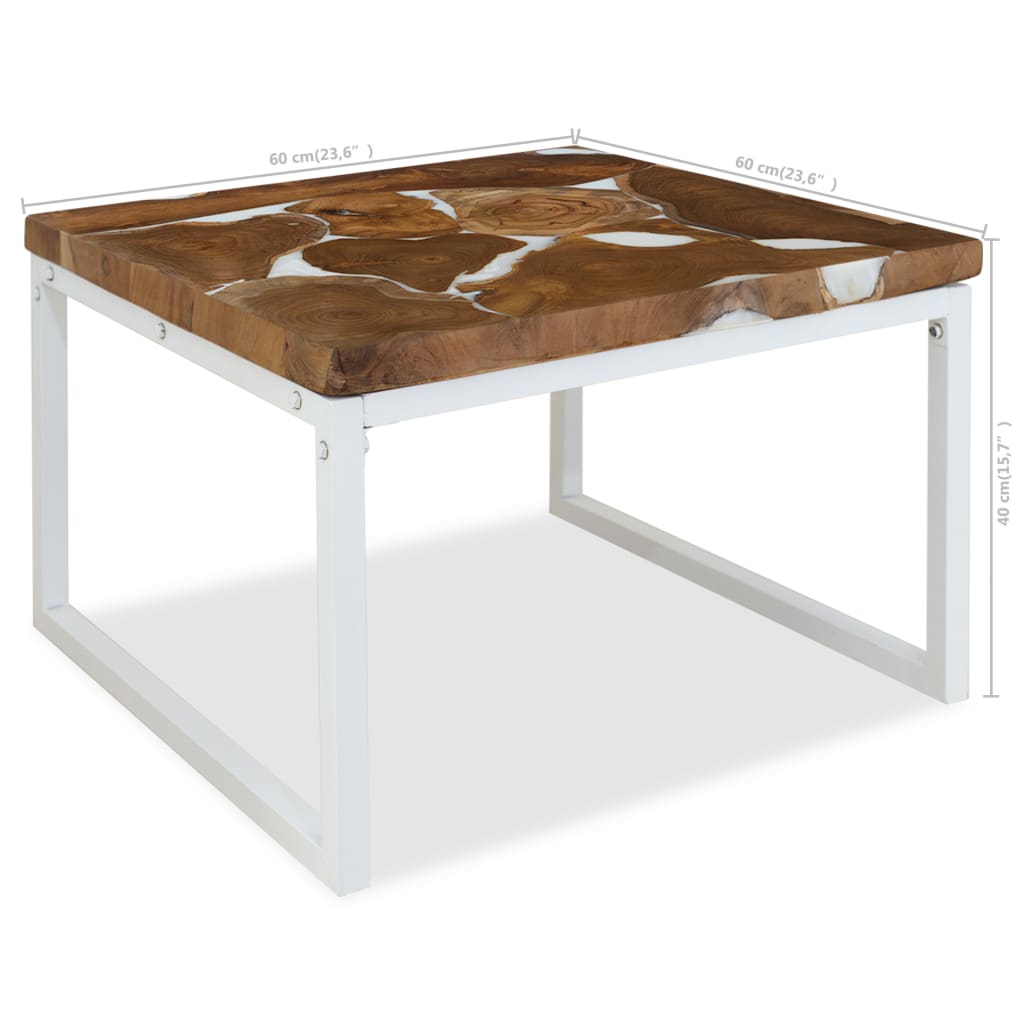 vidaXL Coffee Table Teak Resin 60x60x40 cm White and Brown