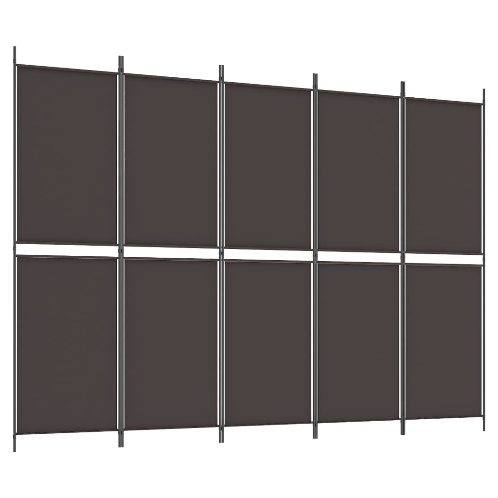 vidaXL 5-Panel Room Divider Brown 250x180 cm Fabric