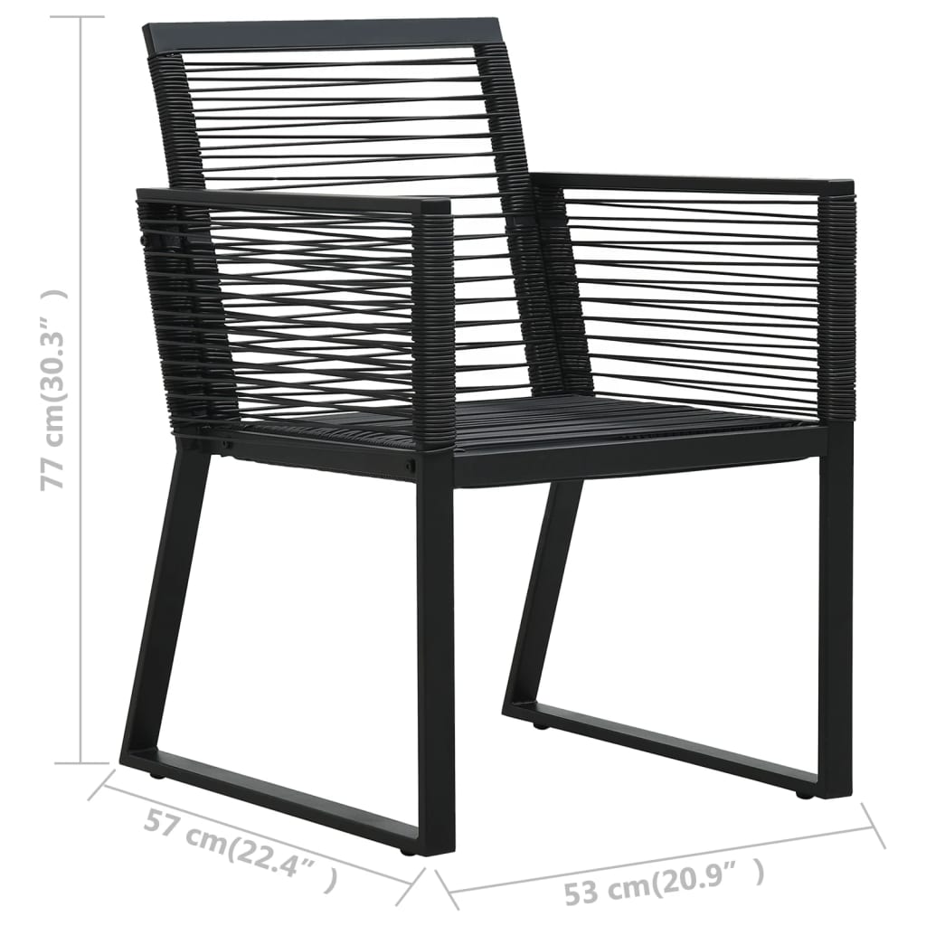 vidaXL Garden Chairs 2 pcs Black PVC Rattan