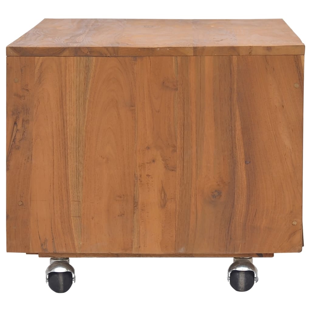 vidaXL TV Cabinet with Wheels 80x50x42 cm Solid Teak Wood