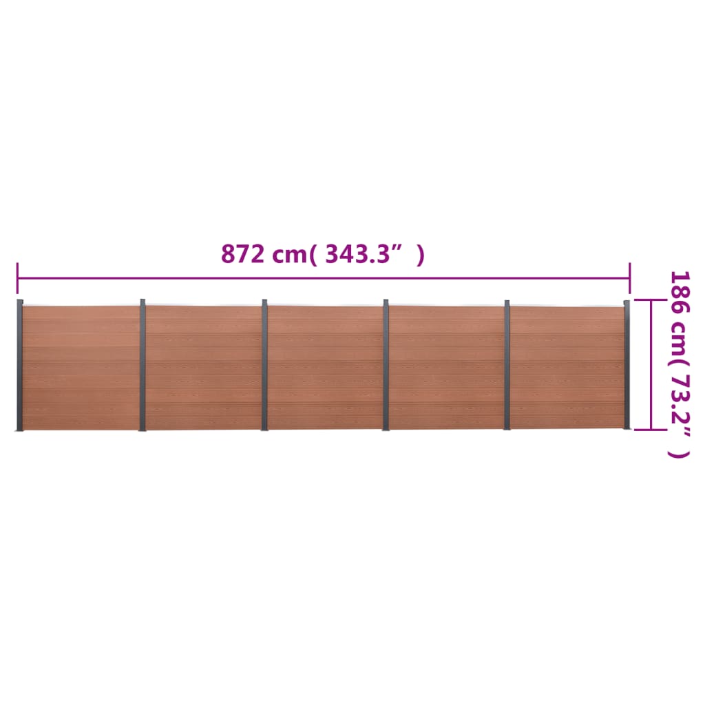 vidaXL Fence Panel Set Brown 872x186 cm WPC