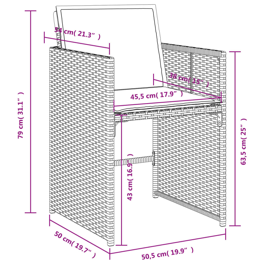 vidaXL 11 Piece Garden Dining Set with Cushions Grey Poly Rattan