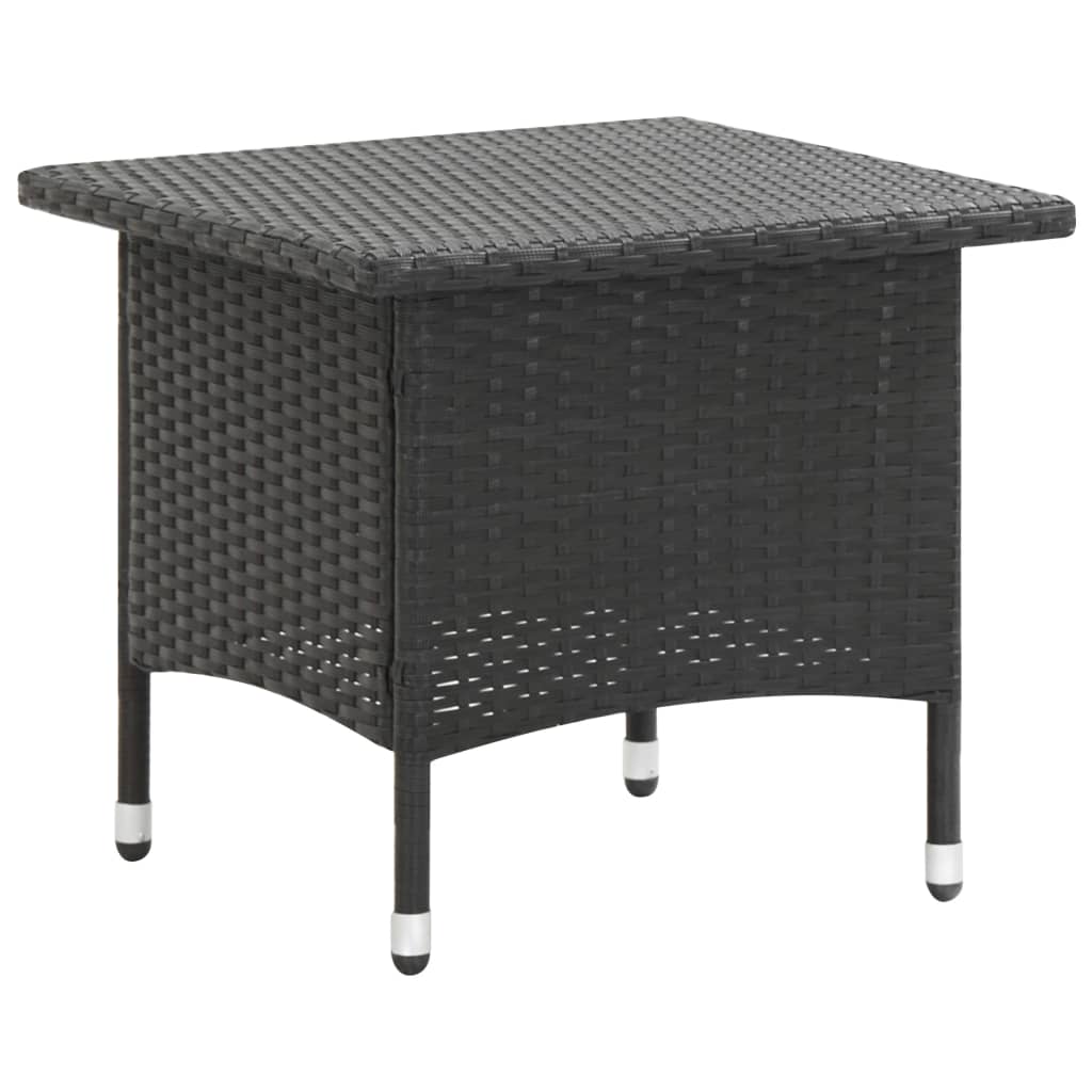 vidaXL Tea Table Black 50x50x47 cm Poly Rattan