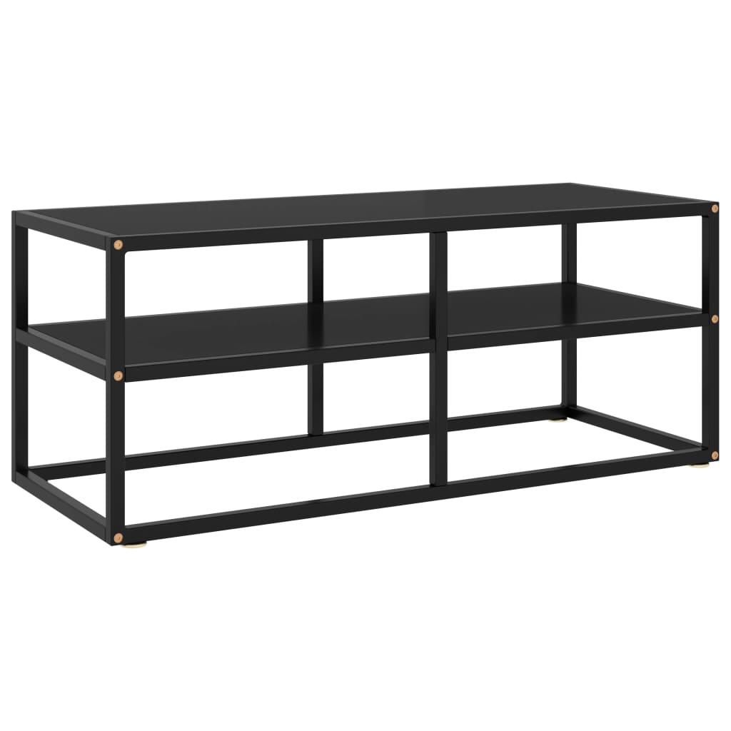 vidaXL TV Cabinet Black with Black Glass 100x40x40 cm