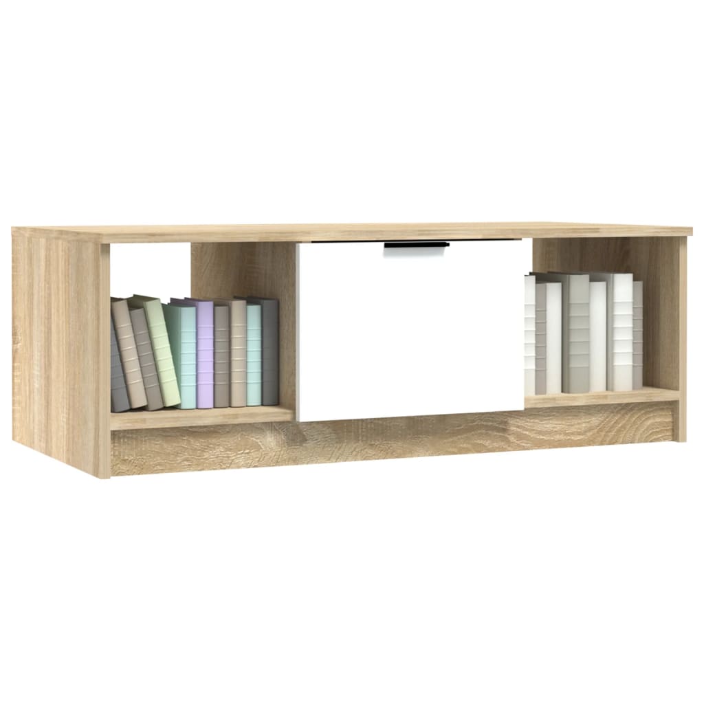 vidaXL Coffee Table White and Sonoma Oak 102x50x36 cm Engineered Wood