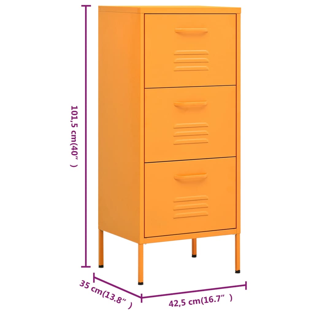 vidaXL Storage Cabinet Mustard Yellow 42.5x35x101.5 cm Steel