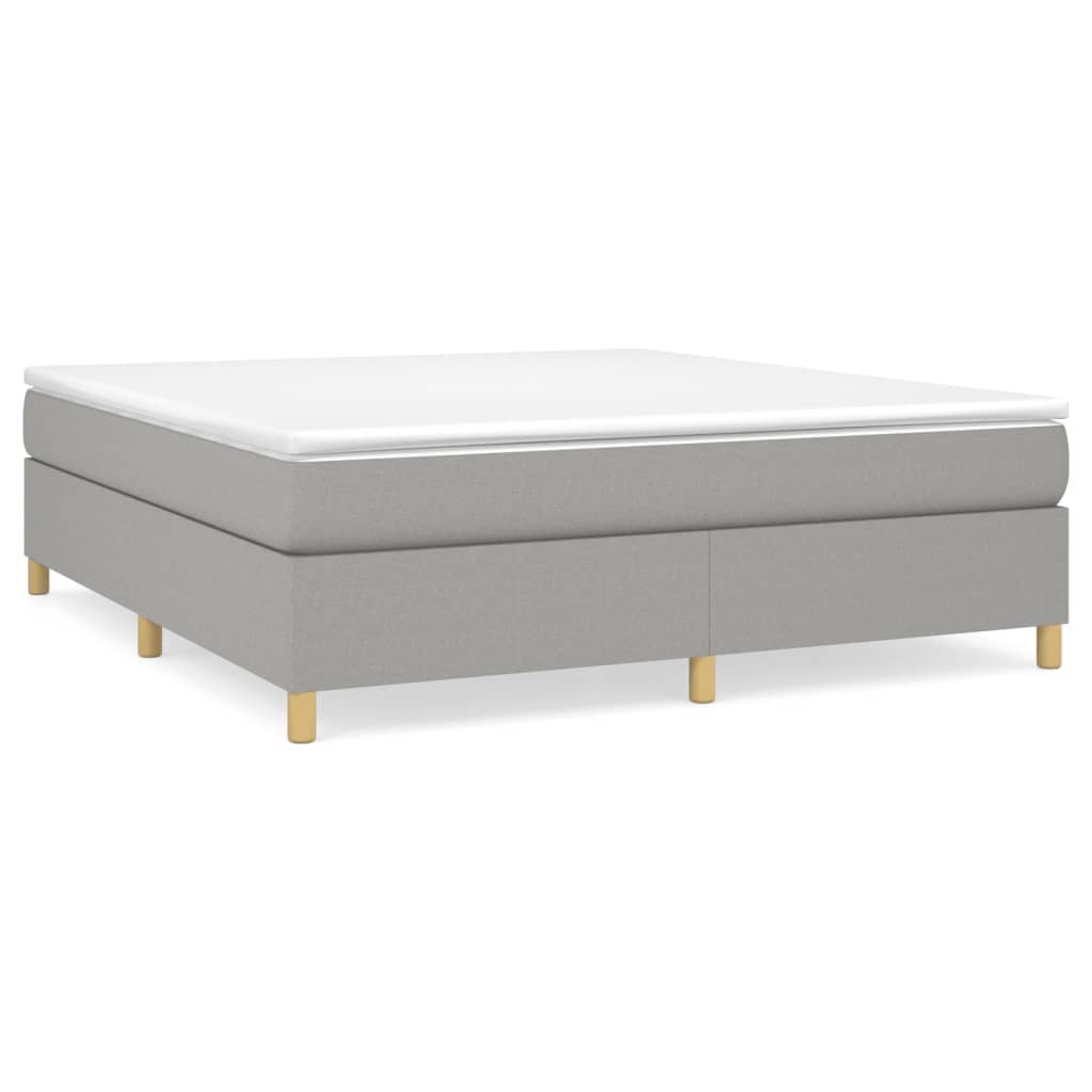 vidaXL Box Spring Bed Frame Light Grey 183x213cm California King Fabric