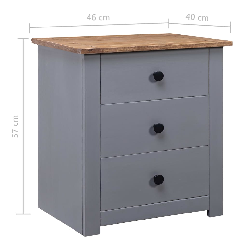 vidaXL Bedside Cabinet Grey 46x40x57 cm Pinewood Panama Range