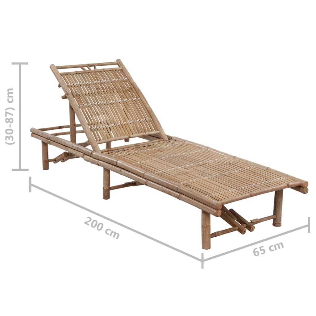 vidaXL Garden Sun Lounger with Cushion Bamboo