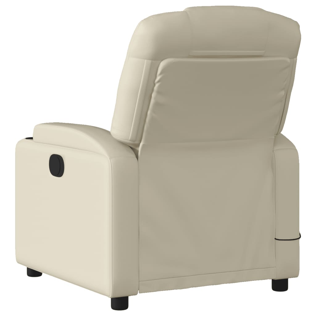 vidaXL Massage Recliner Chair Cream Faux Leather