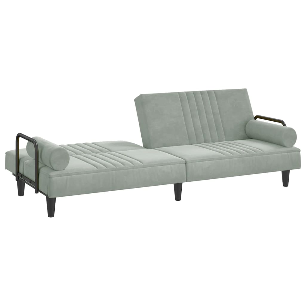 vidaXL Sofa Bed with Armrests Light Grey Velvet