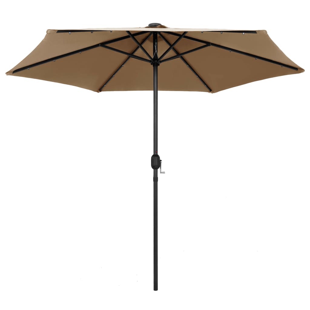 vidaXL Parasol with LED Lights and Aluminium Pole 270 cm Taupe