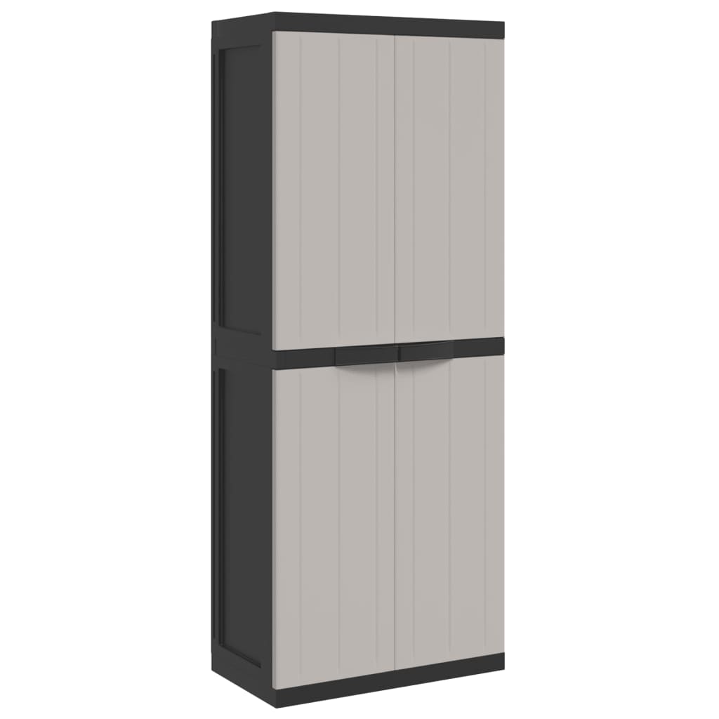 vidaXL Outdoor Storage Cabinet Grey and Black 65x37x165 cm PP