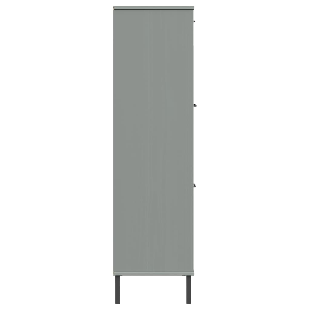 vidaXL Bookcase with Metal Legs Grey 90x35x128.5 cm Solid Wood OSLO