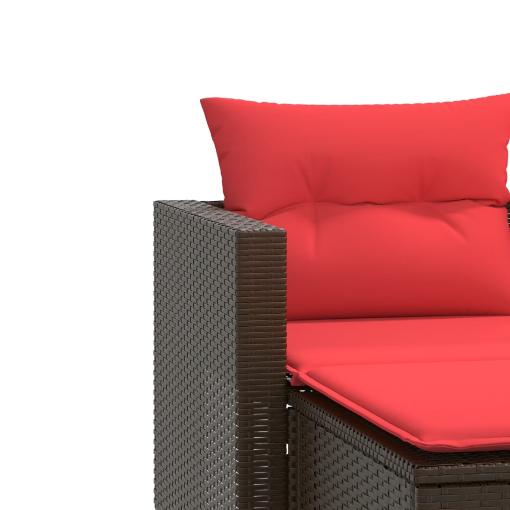 vidaXL Garden Sofa 2-Seater with Stools Brown Poly Rattan