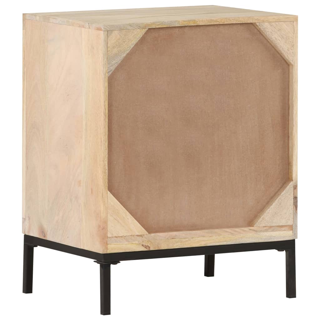 vidaXL Bedside Cabinet 40x30x50 cm Solid Mango Wood and Natural Cane