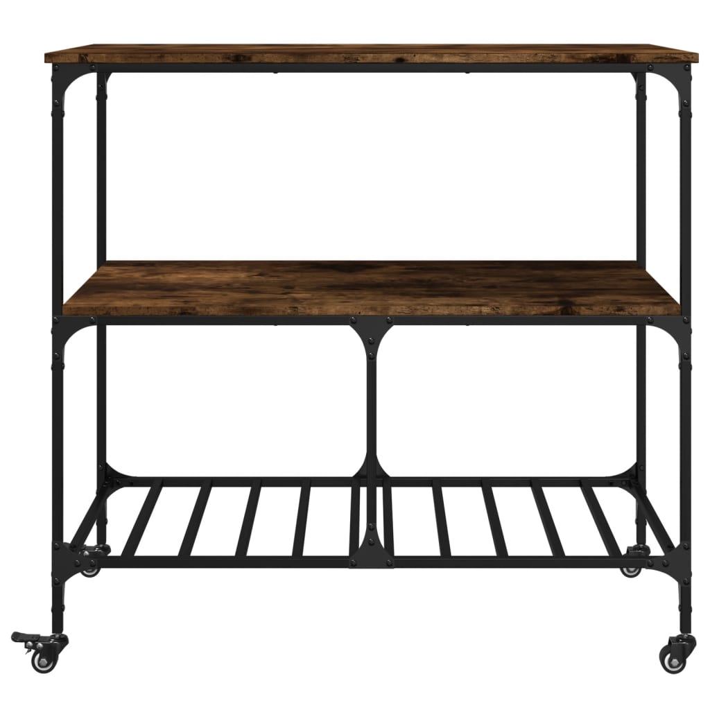 vidaXL Kitchen Trolley Smoked Oak 100x50x95 cm Engineered Wood