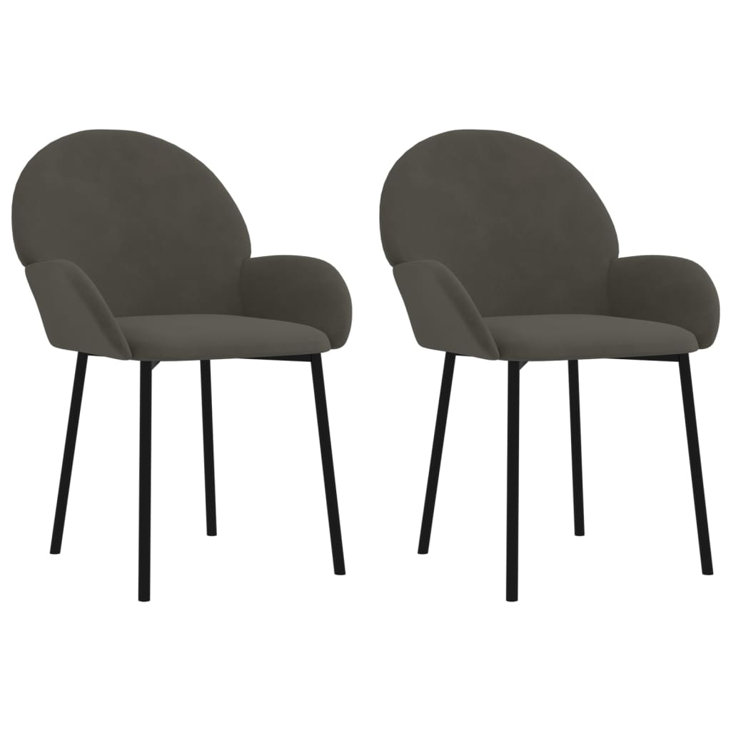 vidaXL Dining Chairs 2 pcs Dark Grey Velvet