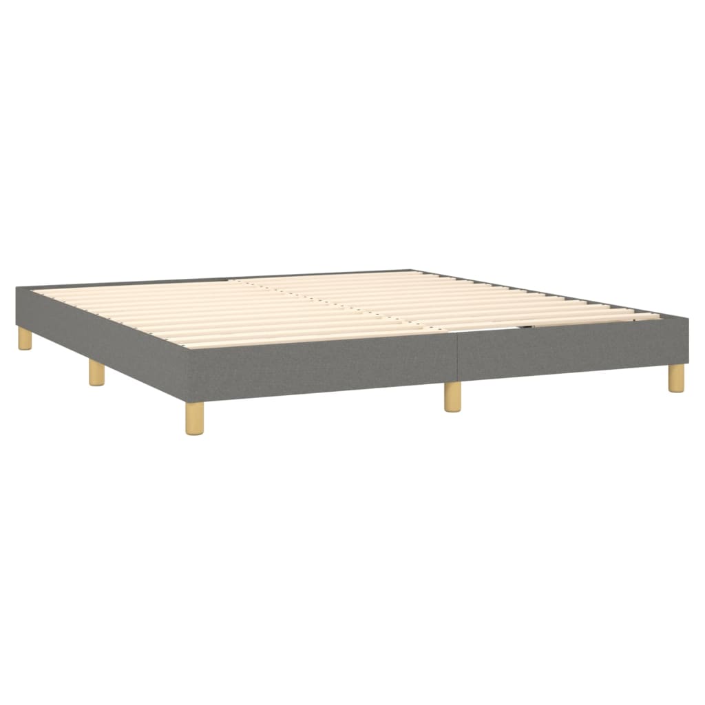vidaXL Box Spring Bed with Mattress Dark Grey 183x213 cm California King Fabric