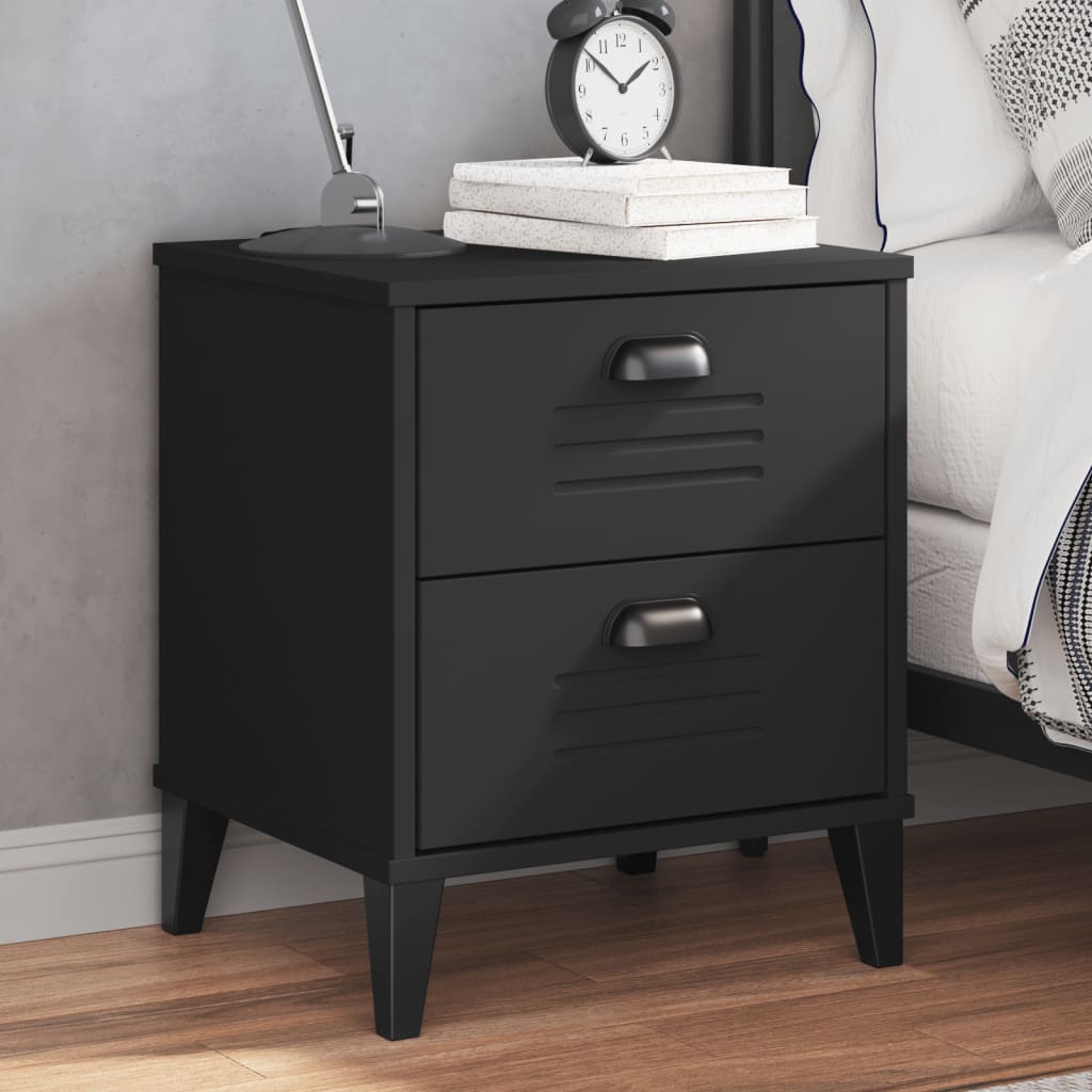 vidaXL Bedside Cabinet VIKEN Black Engineered Wood