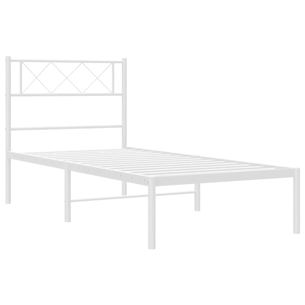 vidaXL Metal Bed Frame without Mattress with Headboard White 100x190cm
