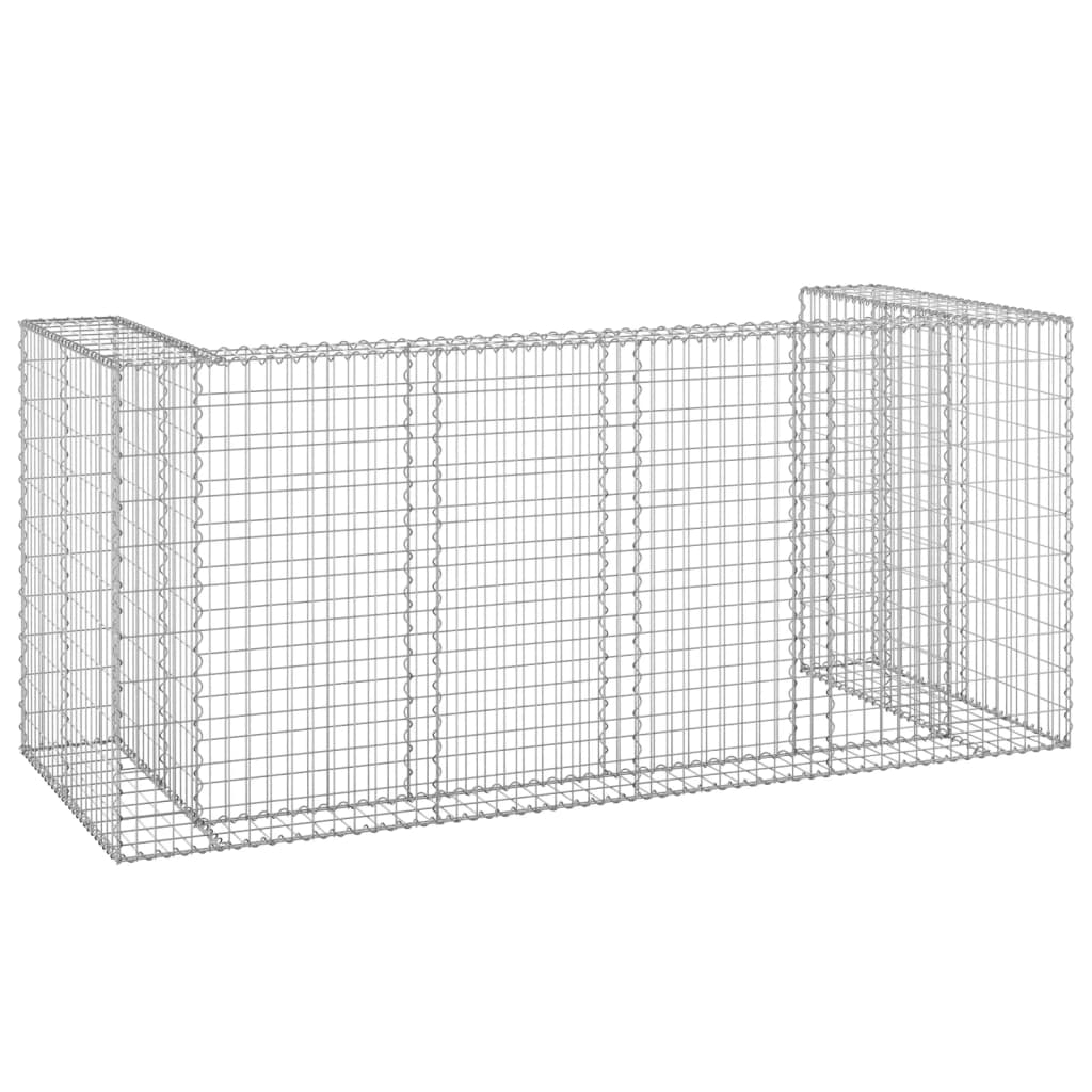 vidaXL Gabion Wall for Garbage Bins Galvanised Steel 254x100x110 cm