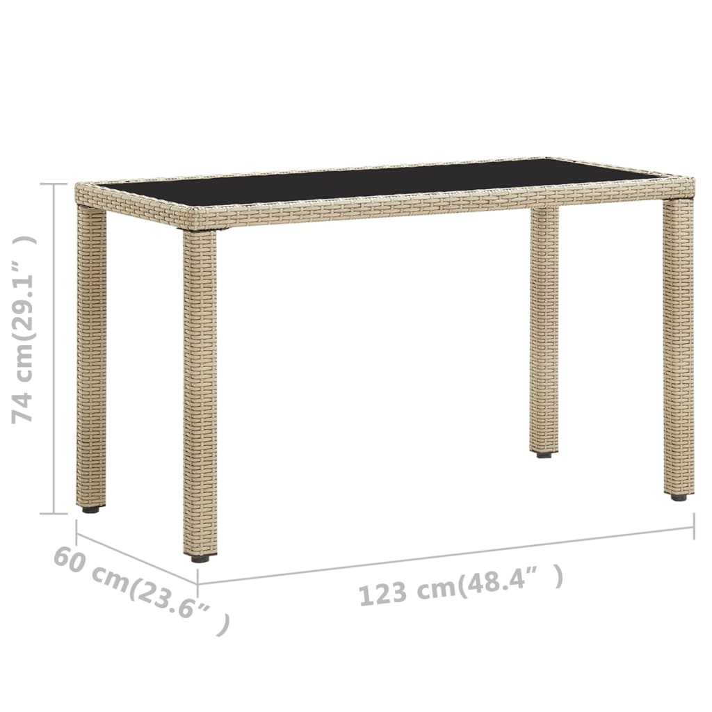 vidaXL Garden Table Beige 123x60x74 cm Poly Rattan