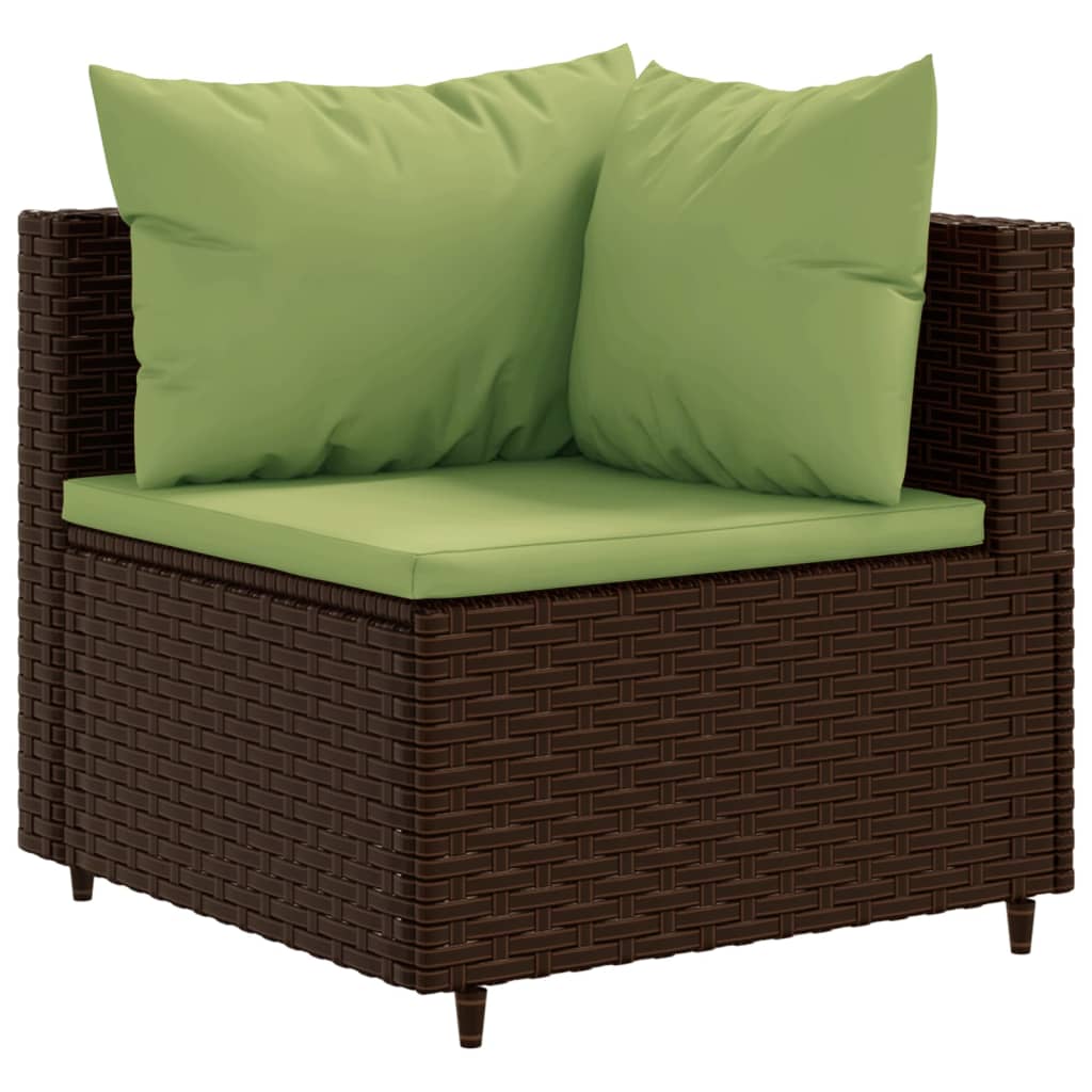 vidaXL 6 Piece Garden Lounge Set with Cushions Brown Poly Rattan