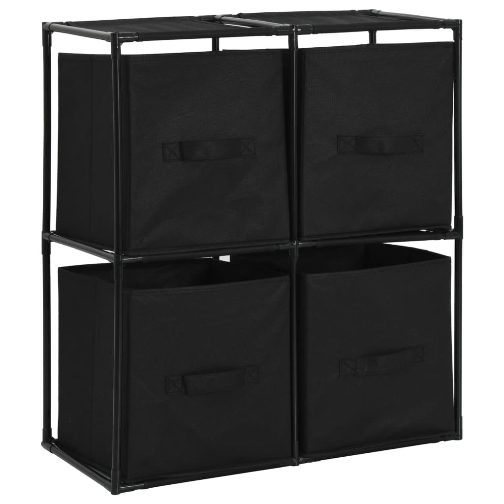 vidaXL Storage Cabinet with 4 Fabric Baskets Black 63x30x71 cm Steel