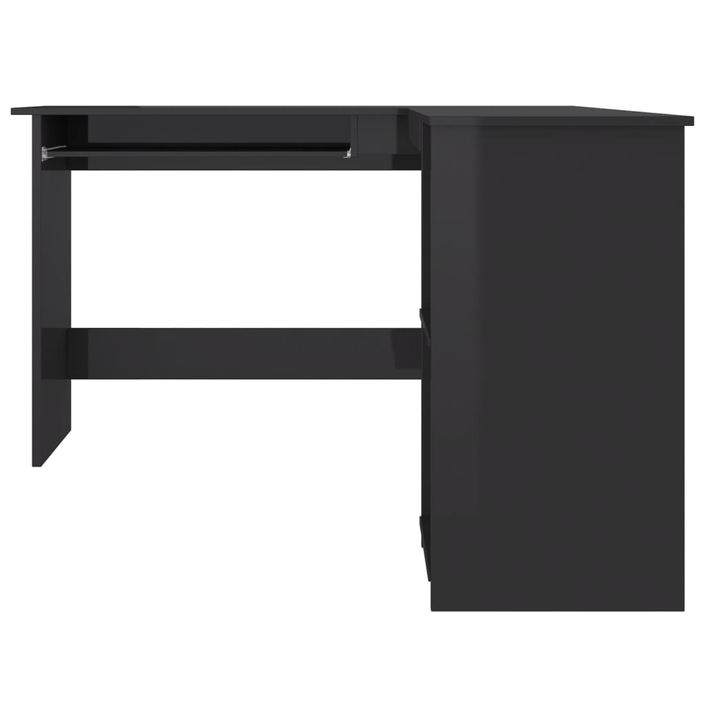 vidaXL L-Shaped Corner Desk High Gloss Black 120x140x75 cm Engineered Wood