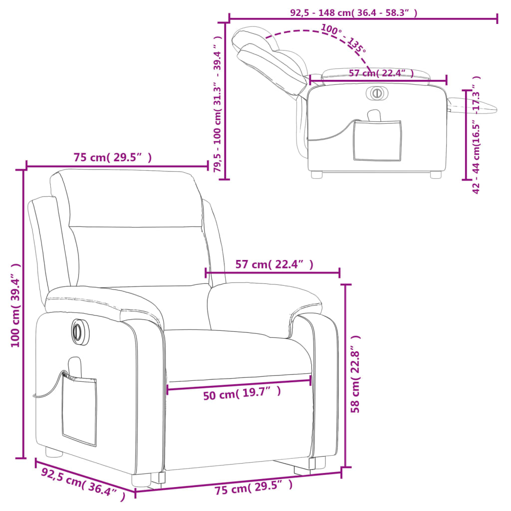 vidaXL Electric Stand up Massage Recliner Chair Dark Green Velvet