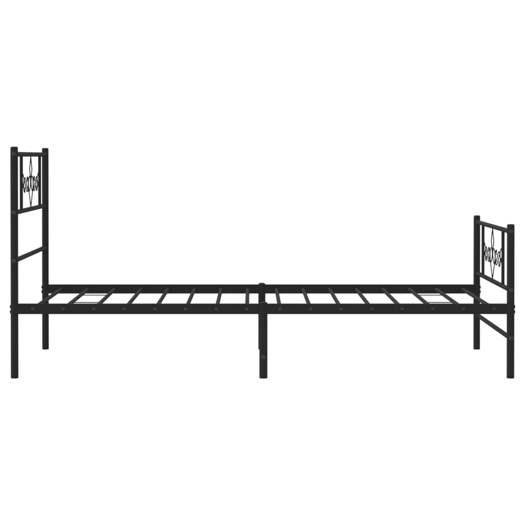 vidaXL Metal Bed Frame without Mattress with Footboard Black 100x190 cm