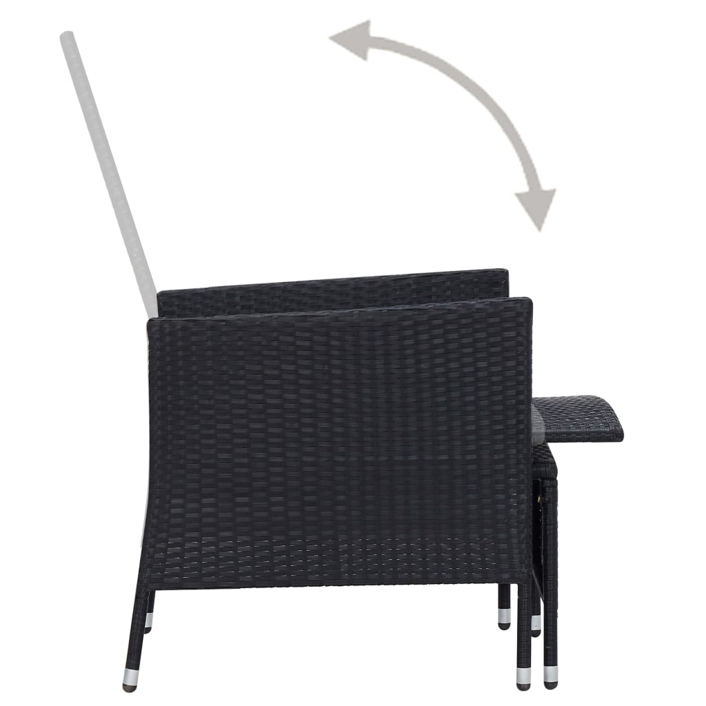vidaXL 2 Piece Garden Lounge Set with Cushions Poly Rattan Black