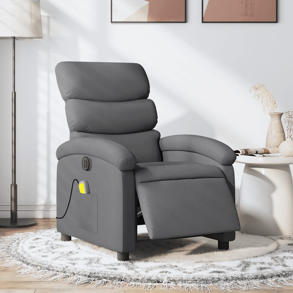 vidaXL Electric Massage Recliner Chair Dark Grey Fabric