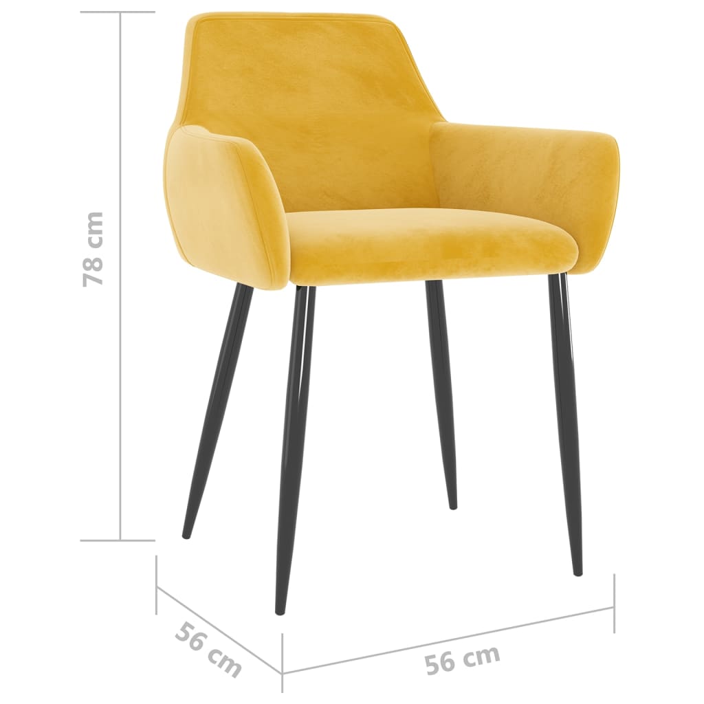 vidaXL Dining Chairs 2 pcs Mustard Yellow Velvet