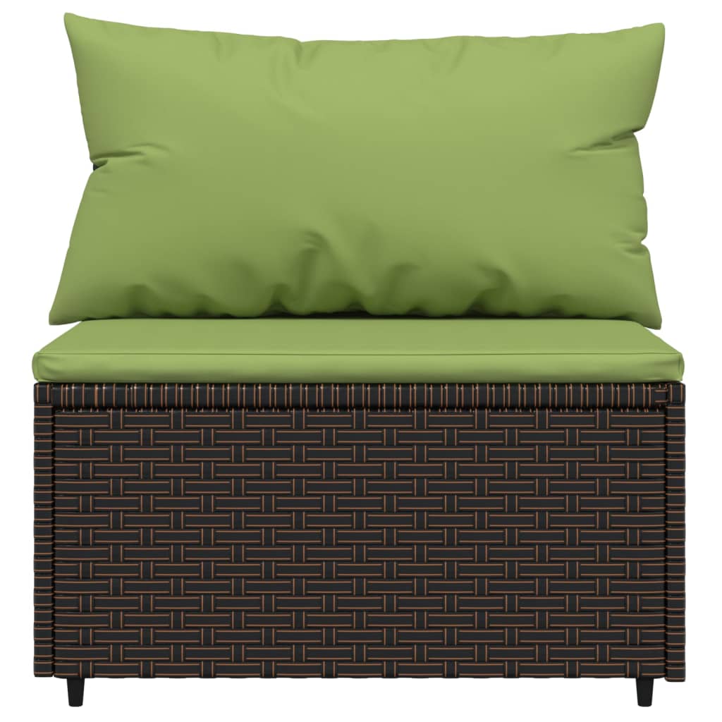 vidaXL 4 Piece Garden Lounge Set with Cushions Brown Poly Rattan