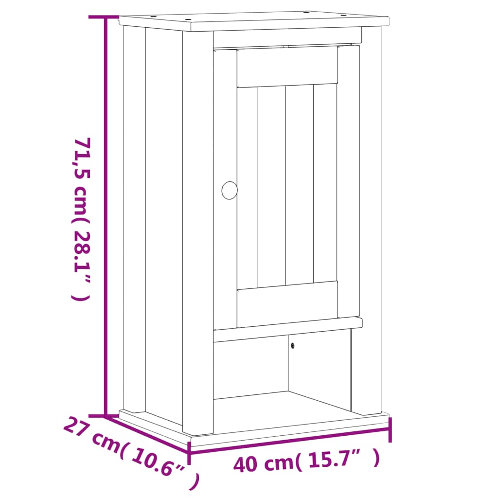 vidaXL Bathroom Wall Cabinet BERG White 40x27x71.5 cm Solid Wood Pine