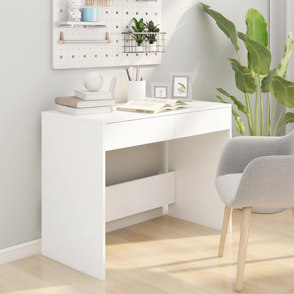 vidaXL Desk White 101x50x76.5 cm Engineered Wood