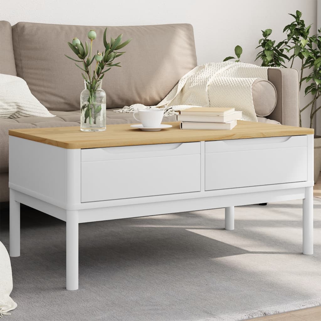 vidaXL Coffee Table FLORO White 99x55.5x45 cm Solid Pine Wood