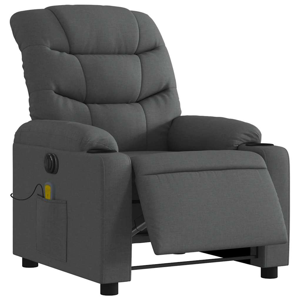 vidaXL Electric Massage Recliner Chair Dark Grey Fabric