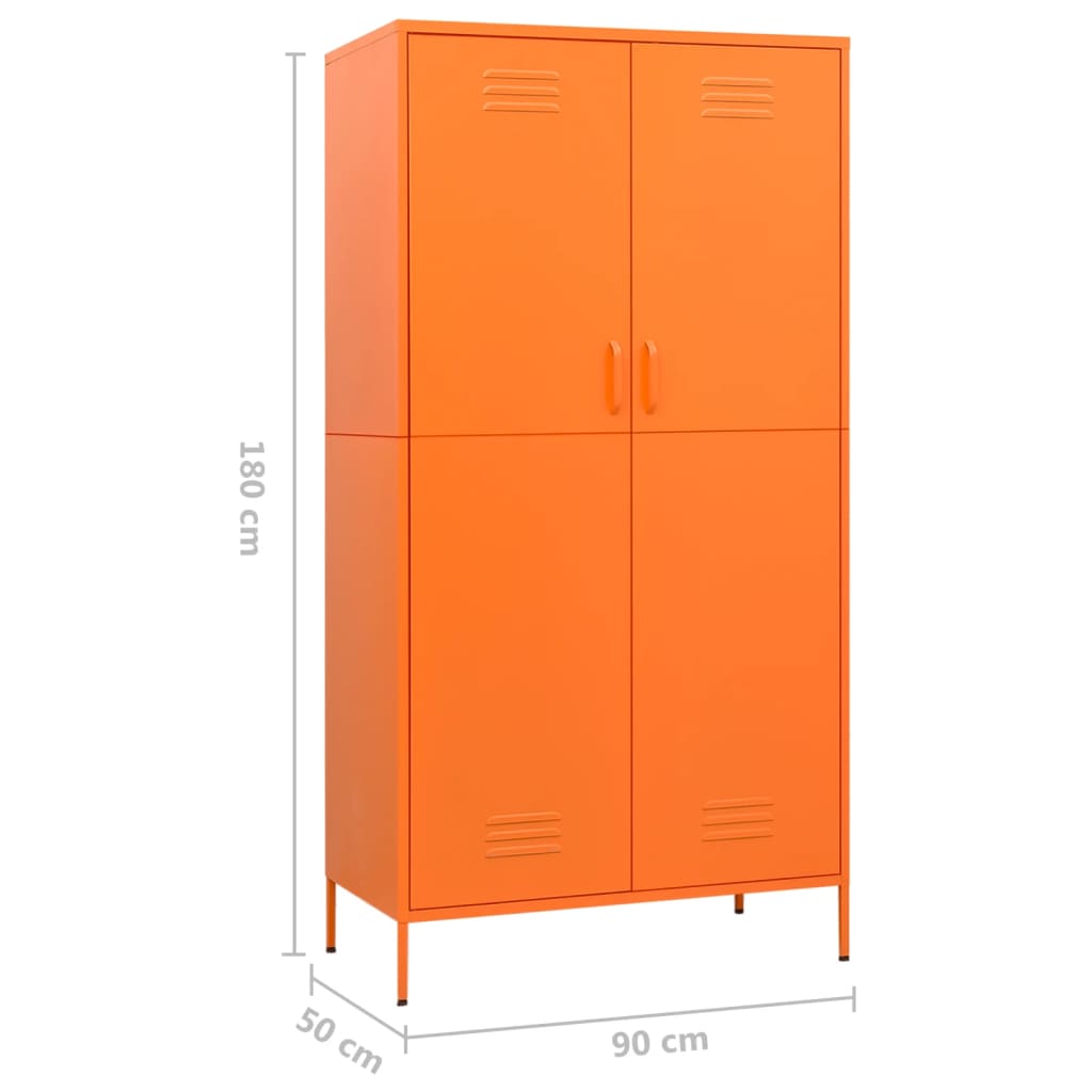 vidaXL Wardrobe Orange 90x50x180 cm Steel