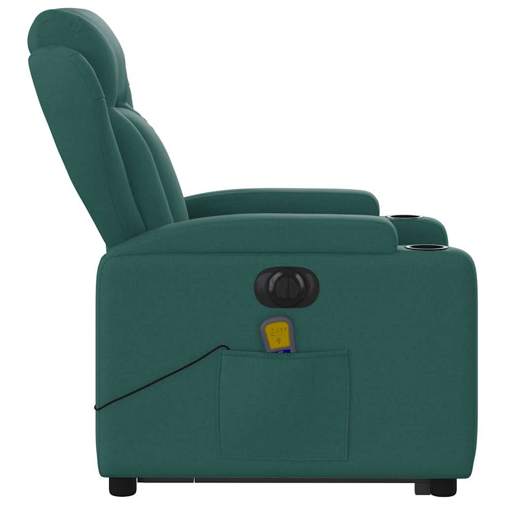 vidaXL Electric Stand up Massage Recliner Chair Dark Green Fabric