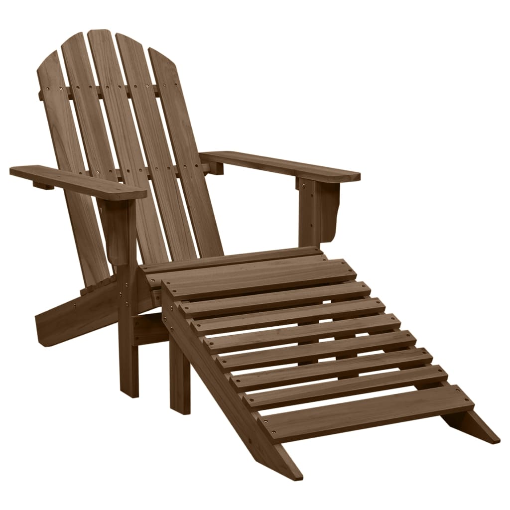 vidaXL Garden Chair with Ottoman Wood Brown