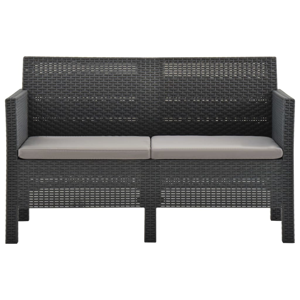 vidaXL 2 Piece Garden Lounge Set with Cushions PP Rattan Anthracite