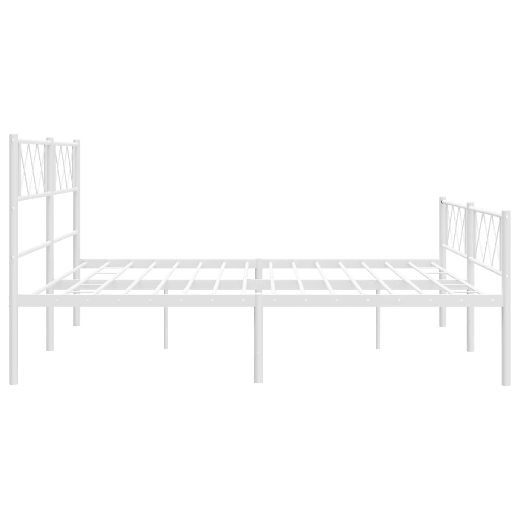 vidaXL Metal Bed Frame without Mattress with Footboard White 193x203 cm