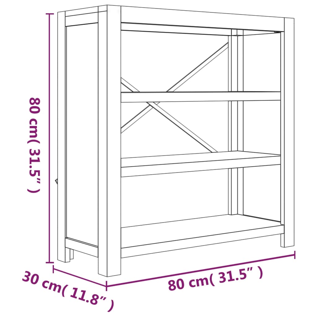 vidaXL 3-Tier Bookcase 80x30x80 cm Solid Wood Acacia