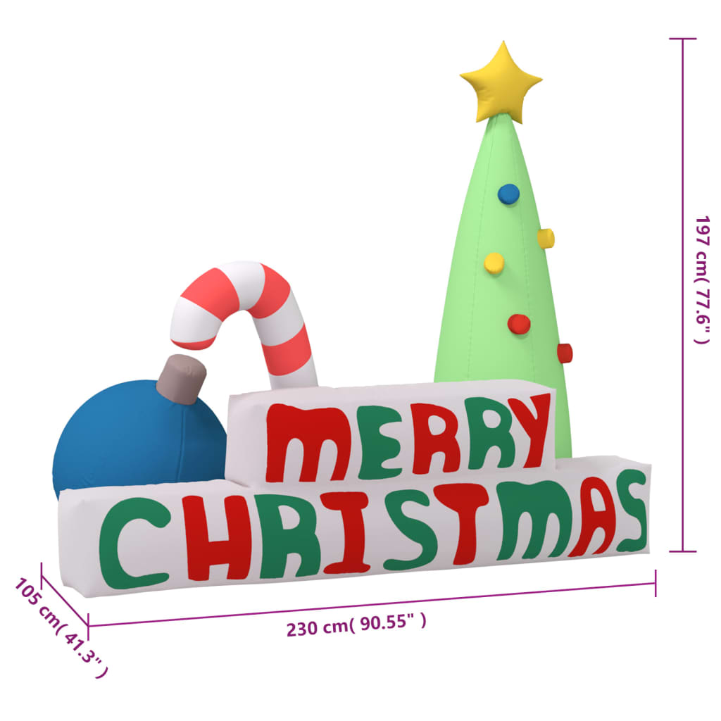 vidaXL Inflatable Merry Christmas Decoration LED 197 cm