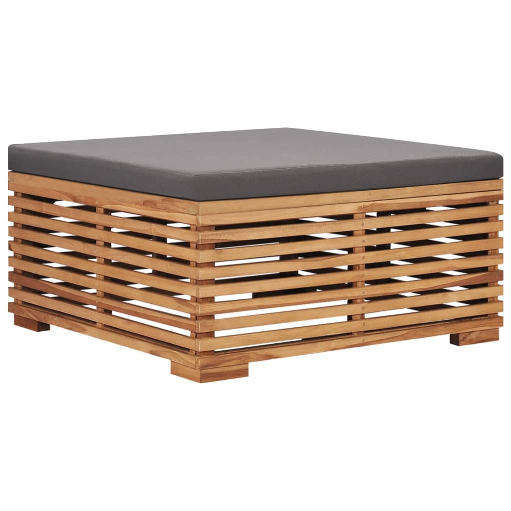 vidaXL Garden Table and Footrest Set&Dark Grey Cushion Solid Teak Wood